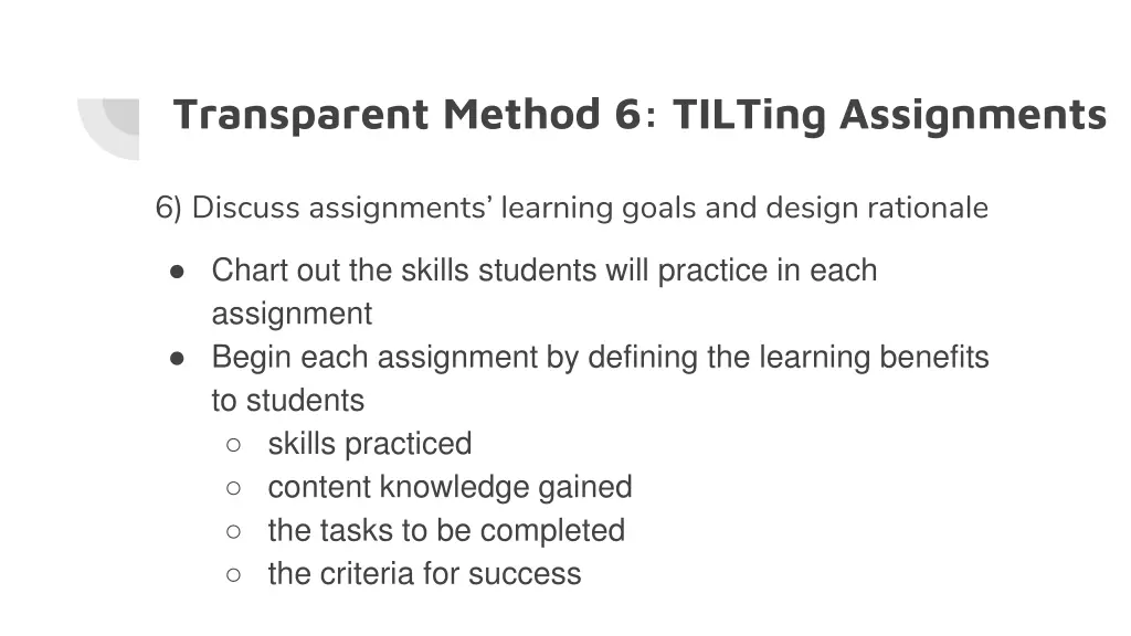 transparent method 6 tilting assignments
