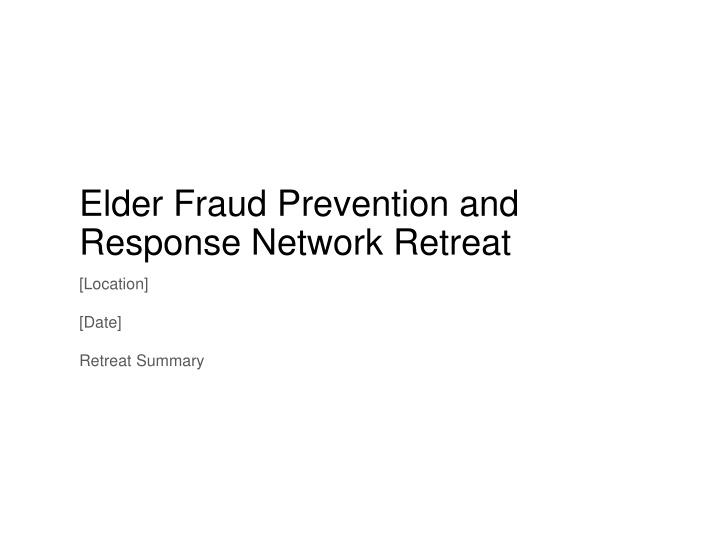 elder fraud prevention and response network