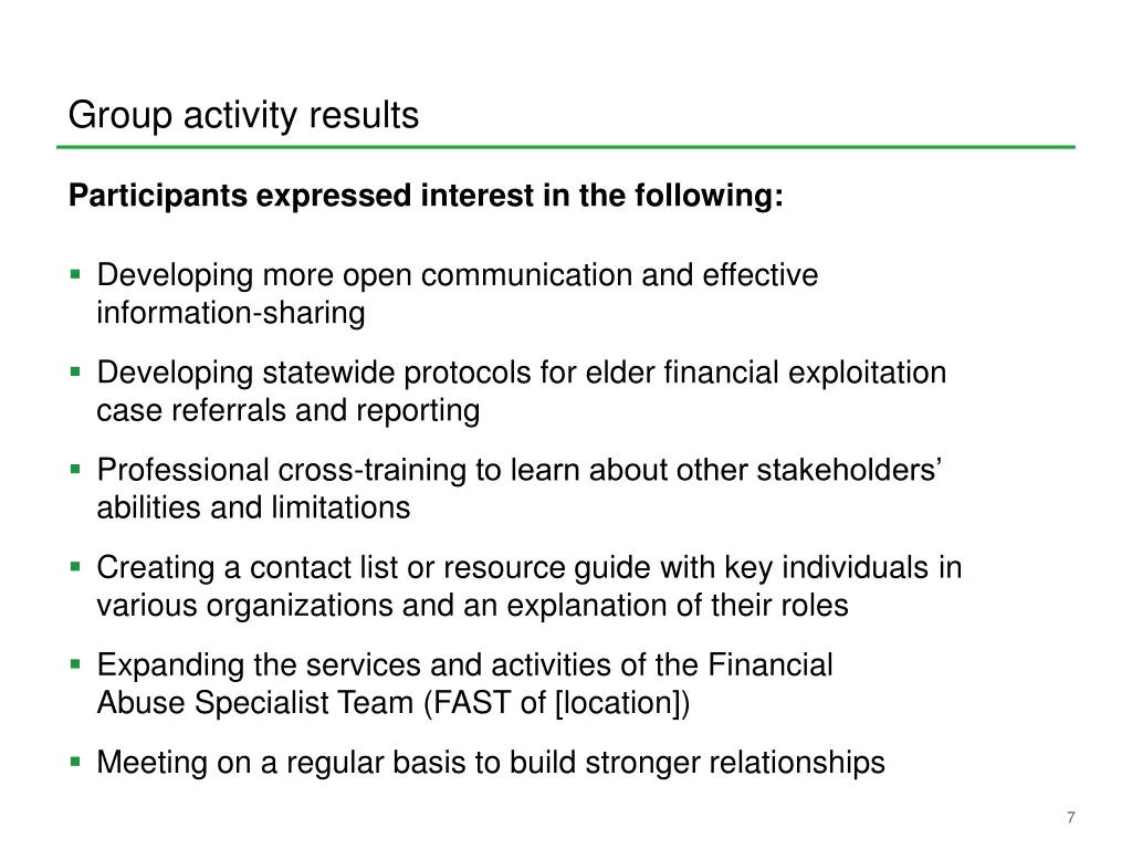 group activity results