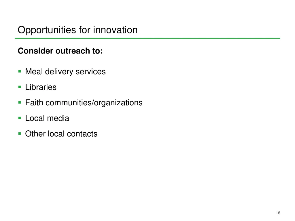 opportunities for innovation