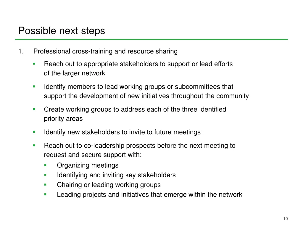 possible next steps