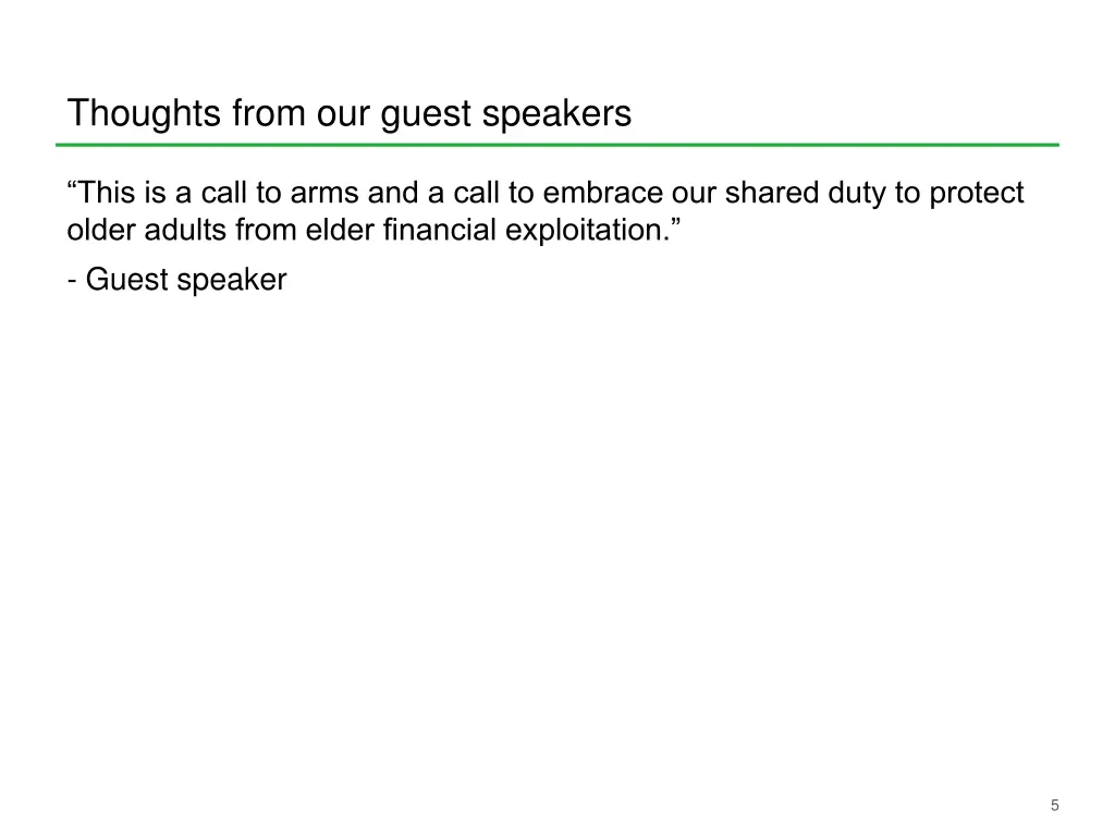 thoughts from our guest speakers