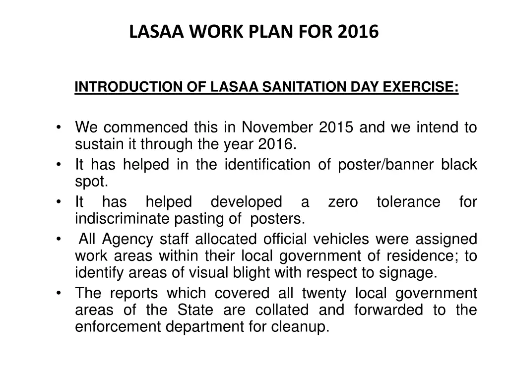 lasaa work plan for 2016 1
