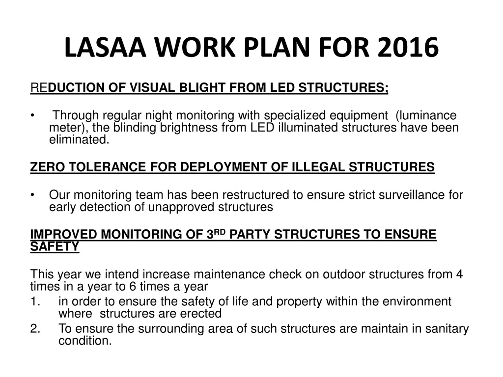 lasaa work plan for 2016 3