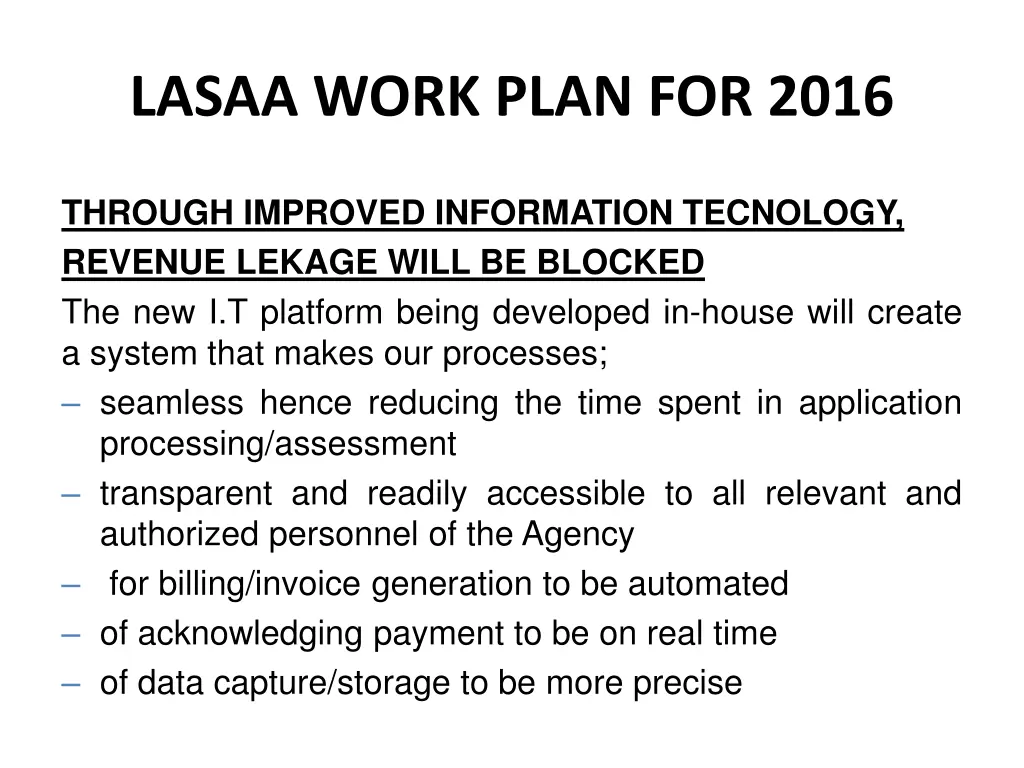 lasaa work plan for 2016 5