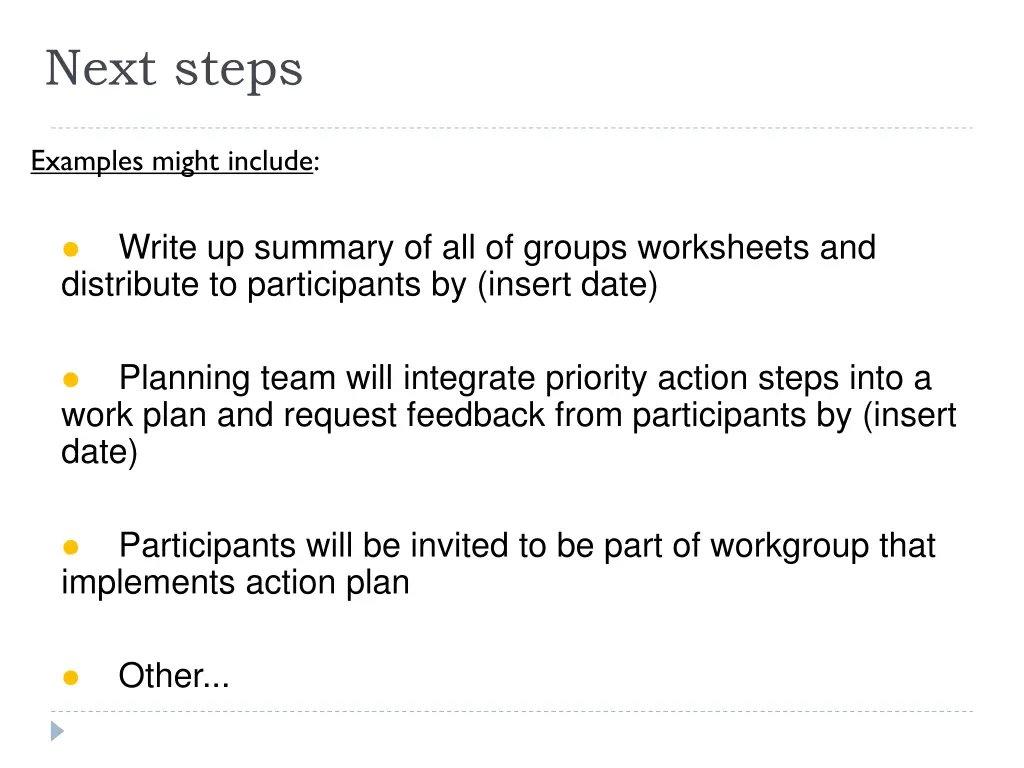 next steps