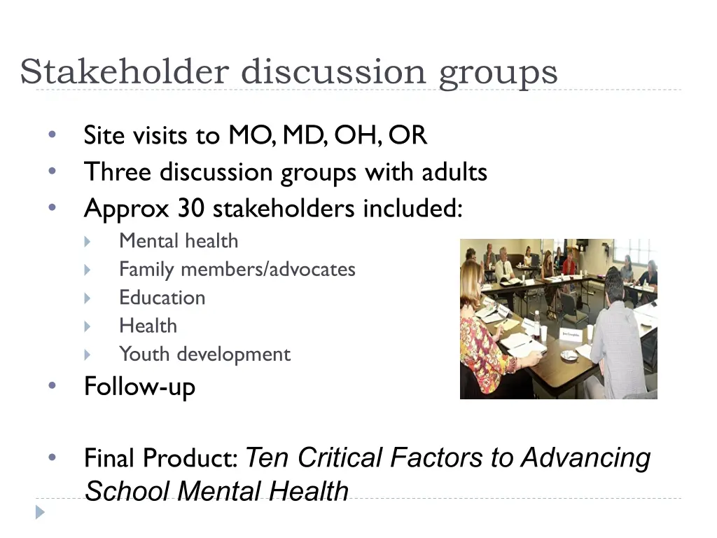 stakeholder discussion groups
