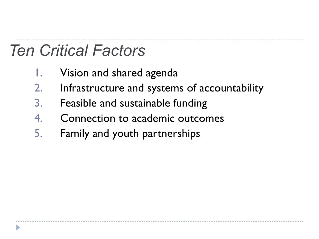 ten critical factors