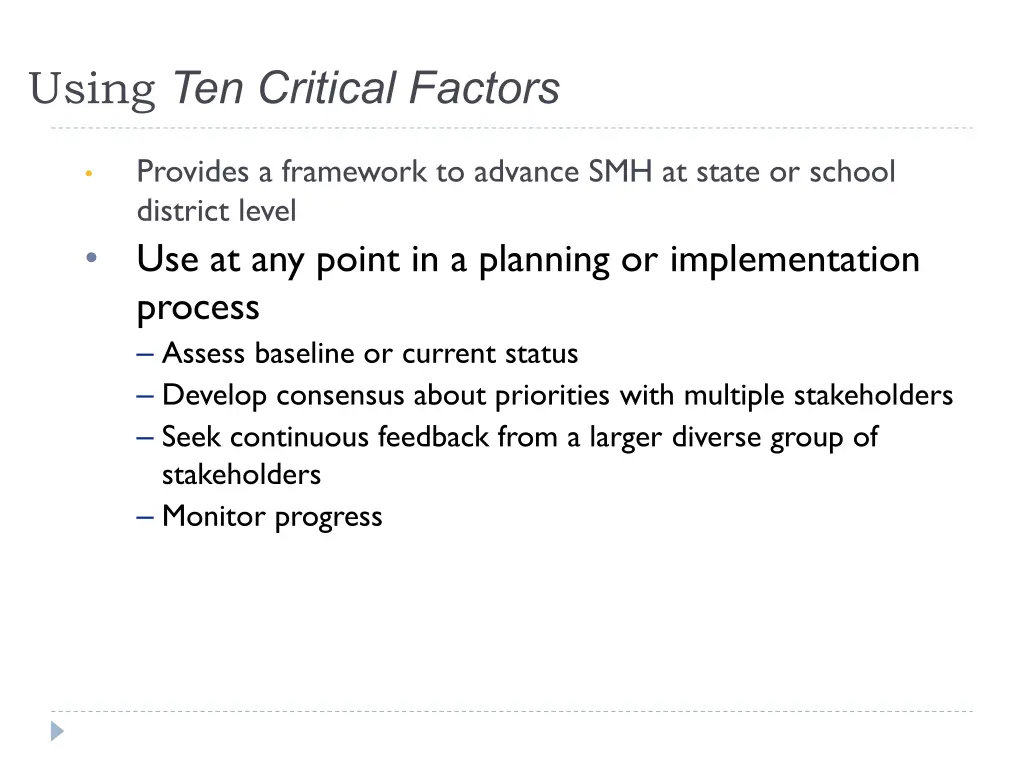 using ten critical factors