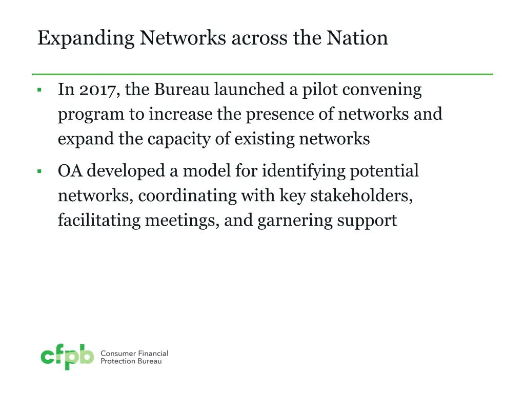 expanding networks across the nation
