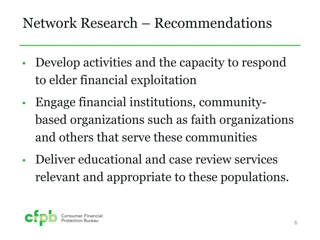 network research recommendations