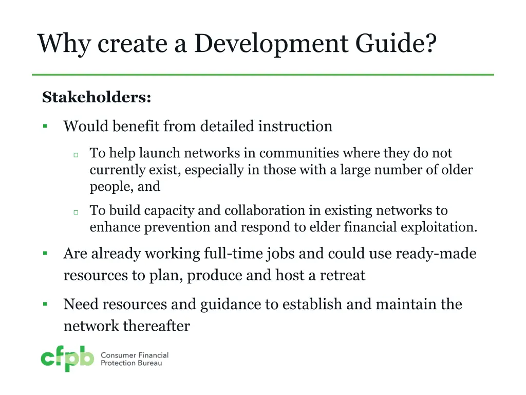 why create a development guide
