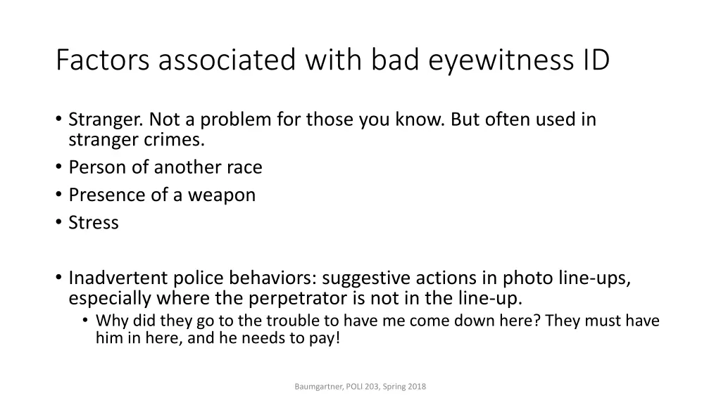 factors associated with bad eyewitness id