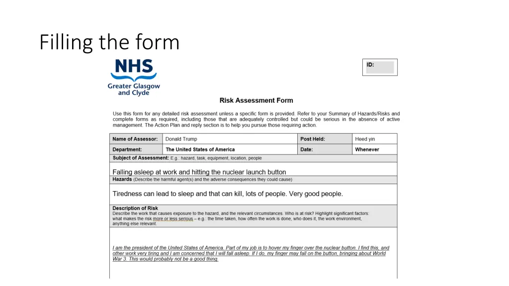 filling the form
