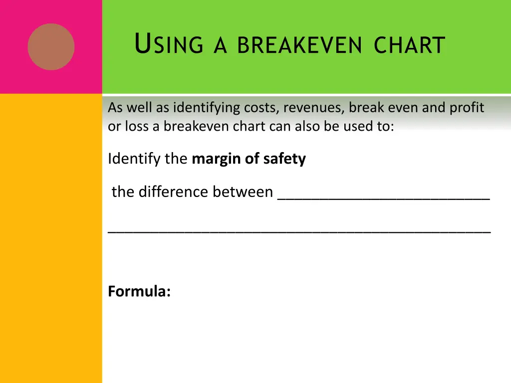 u sing a breakeven chart