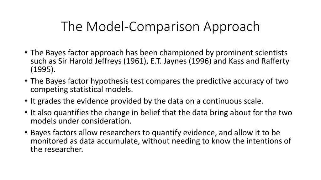 the model comparison approach 1