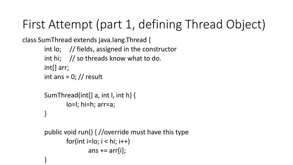 first attempt part 1 defining thread object