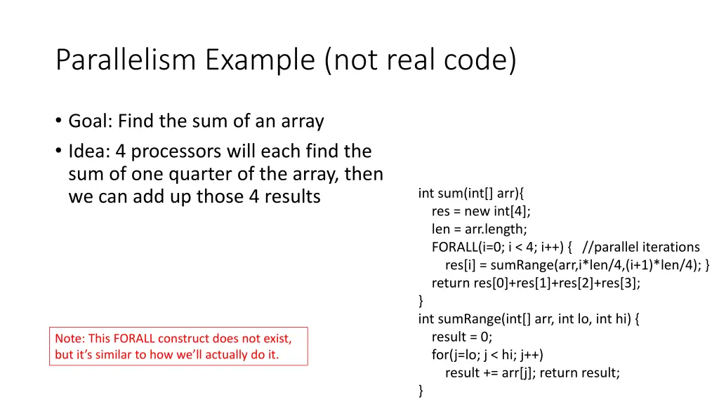 parallelism example not real code