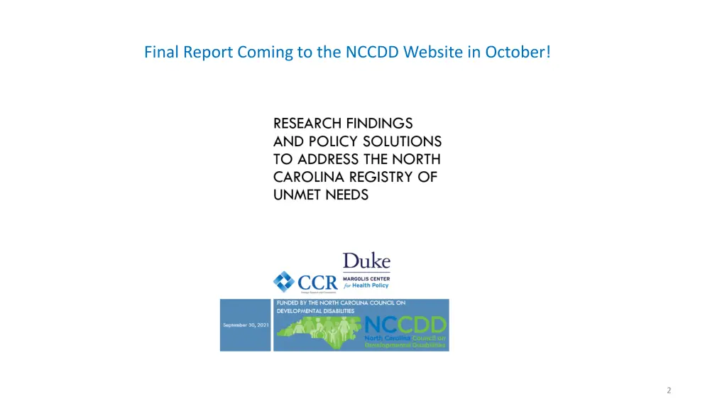 final report coming to the nccdd website