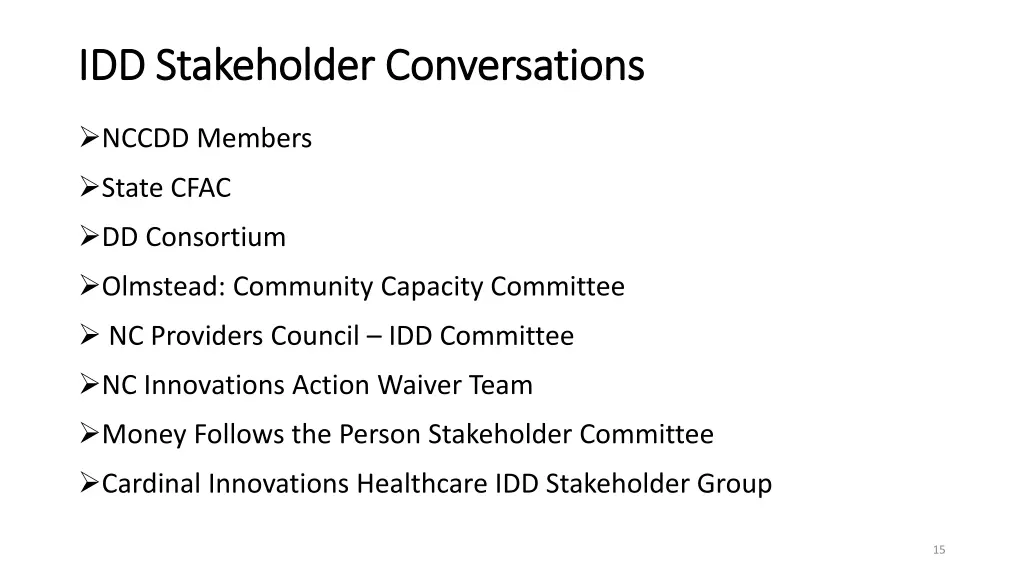 idd stakeholder conversations idd stakeholder