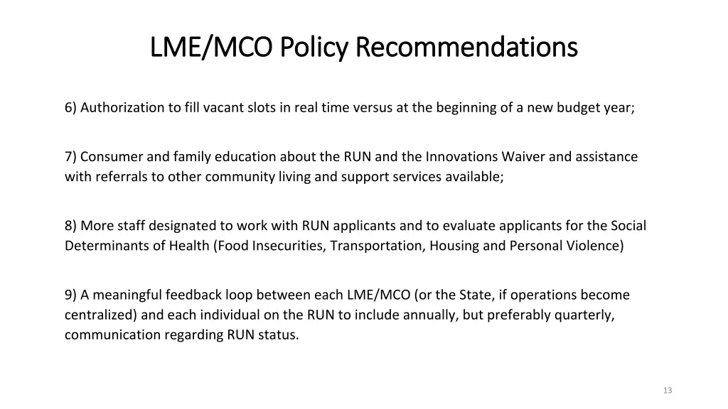 lme mco policy recommendations lme mco policy 1