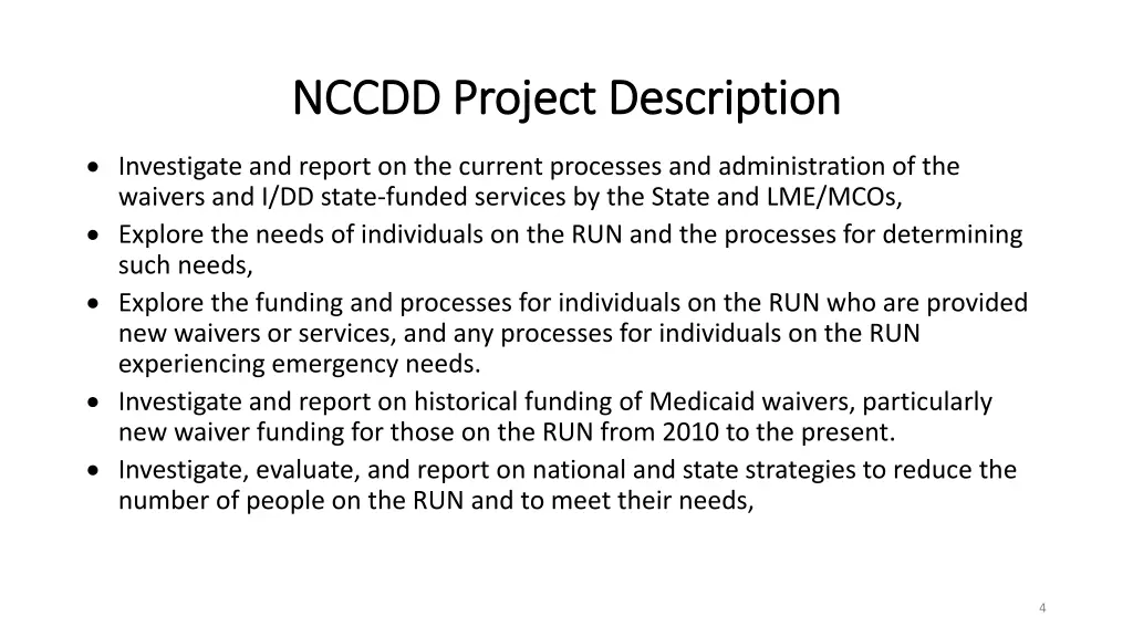 nccdd project description nccdd project