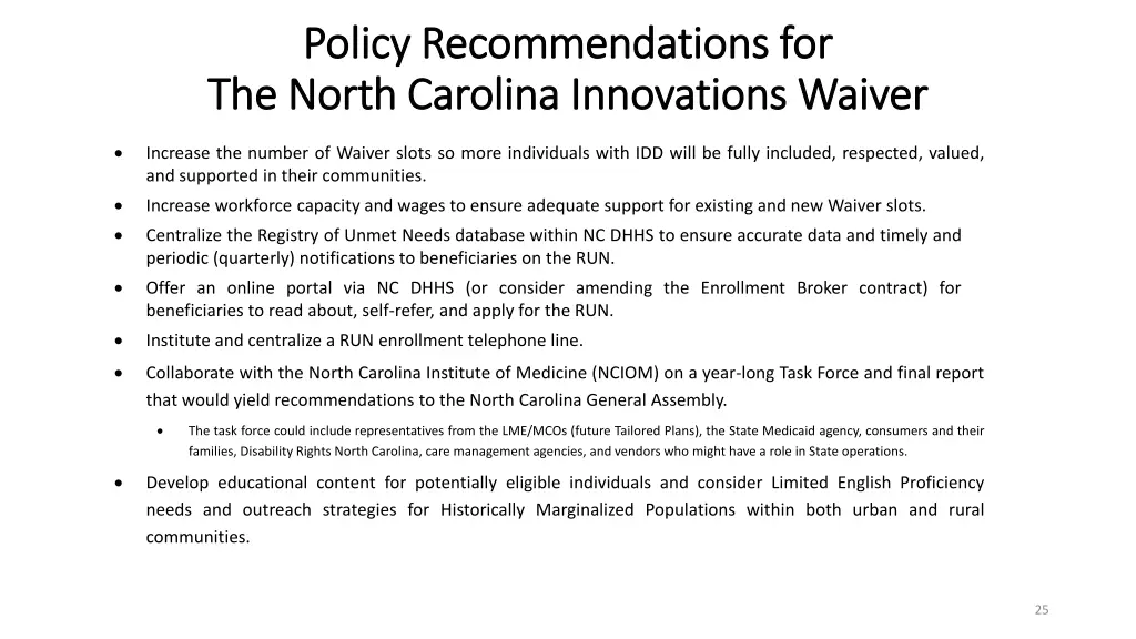 policy recommendations for policy recommendations