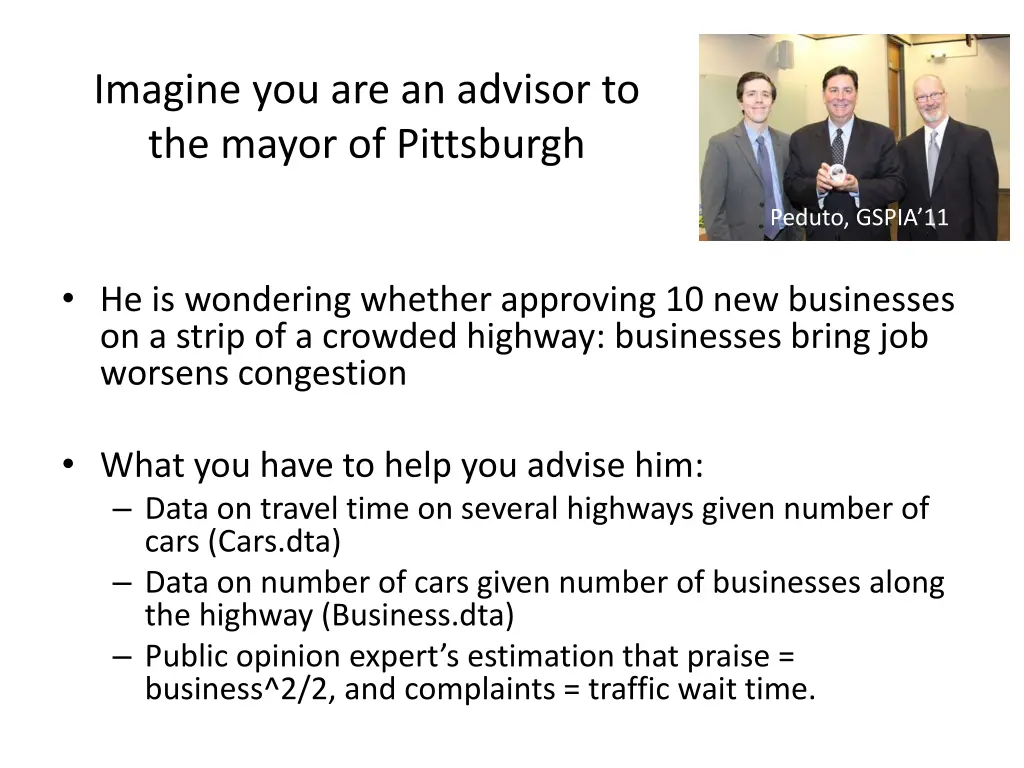 imagine you are an advisor to the mayor