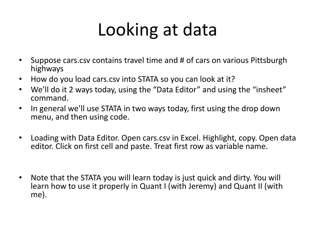 looking at data