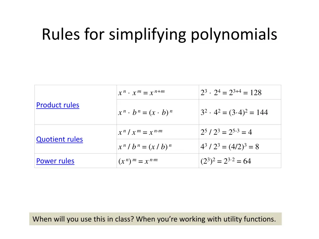 rules for simplifying polynomials