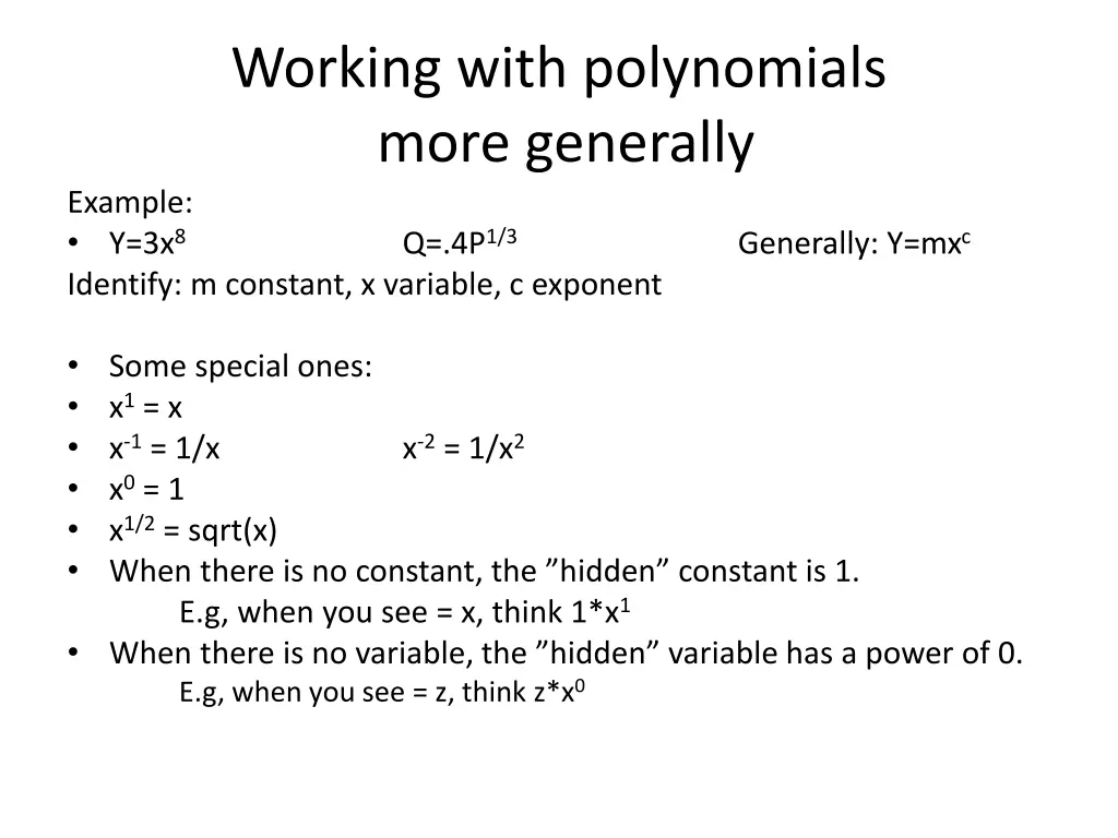 working with polynomials more generally
