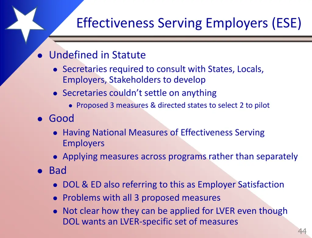 effectiveness serving employers ese