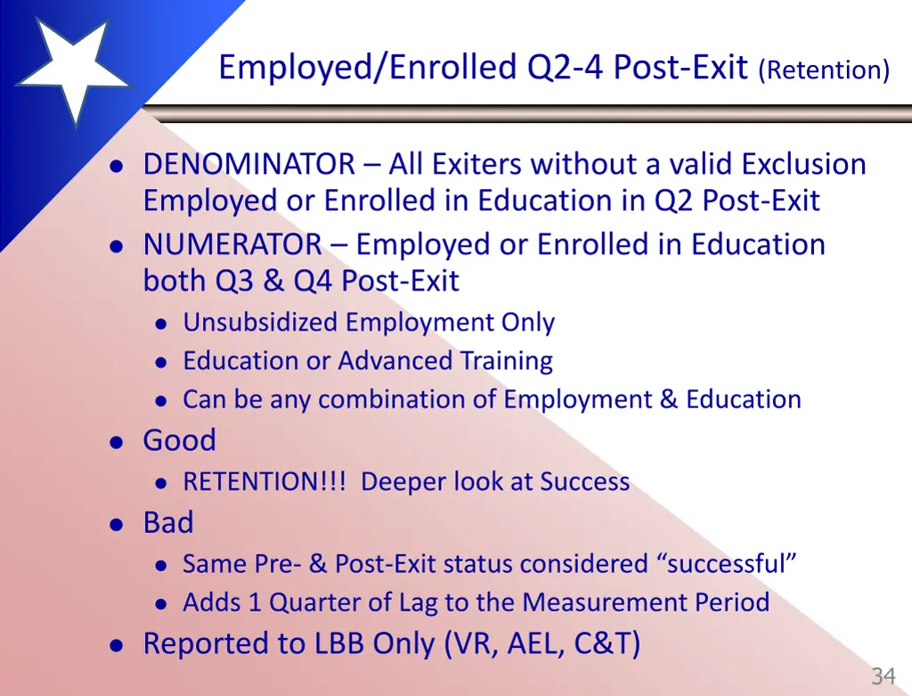 employed enrolled q2 4 post exit retention