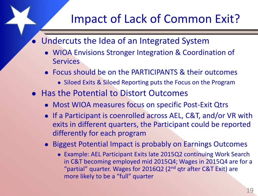 impact of lack of common exit