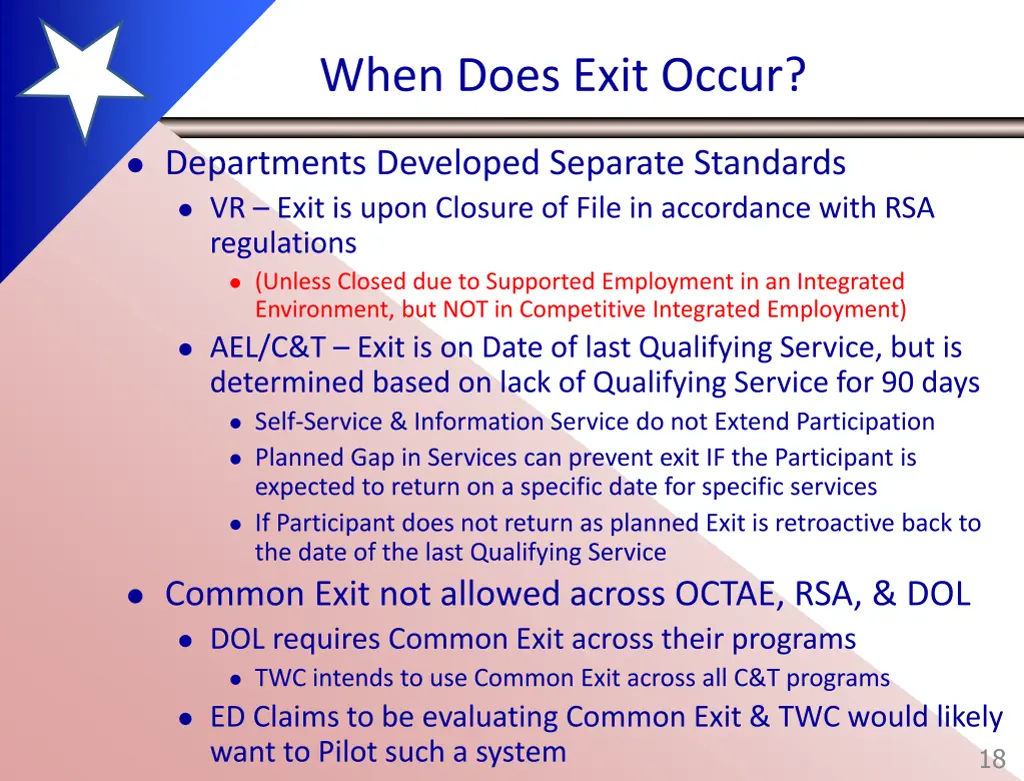 when does exit occur