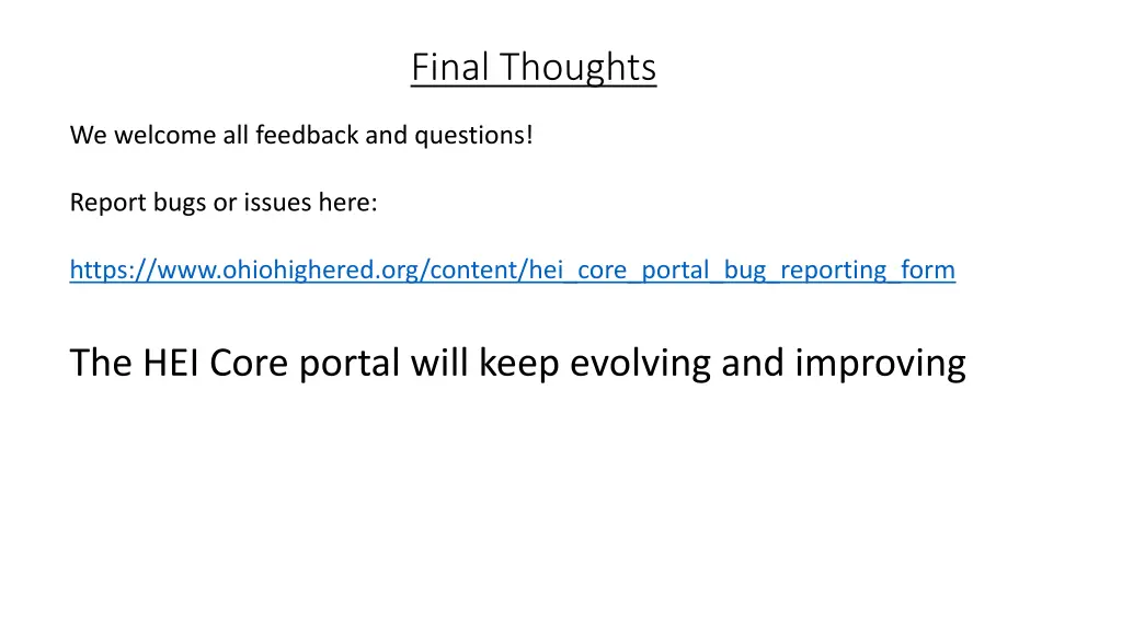 final thoughts