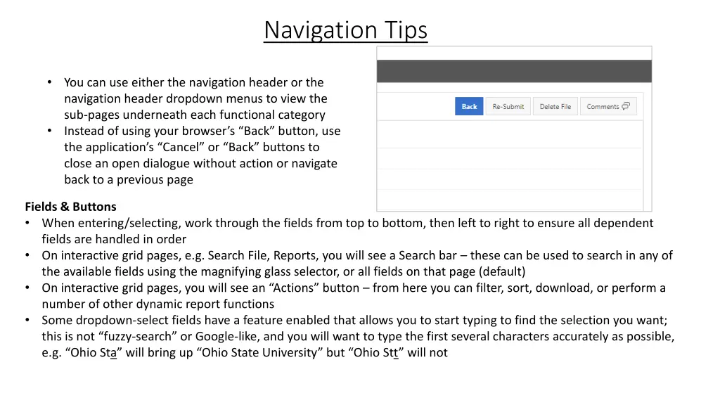 navigation tips