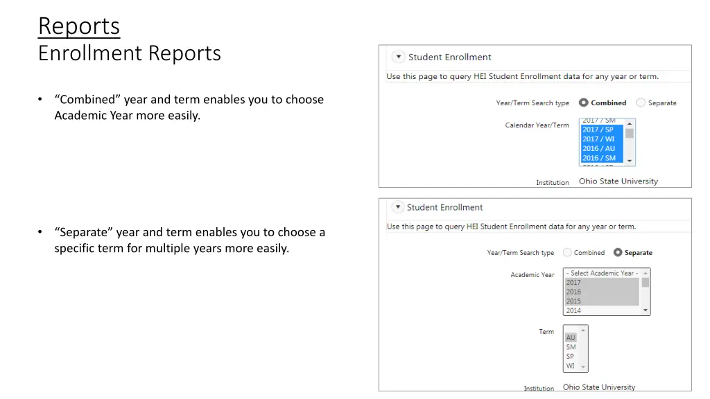 reports enrollment reports 1