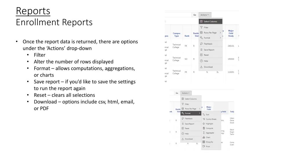 reports enrollment reports 2