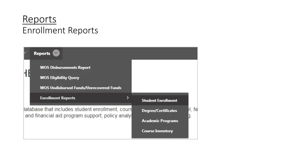 reports enrollment reports