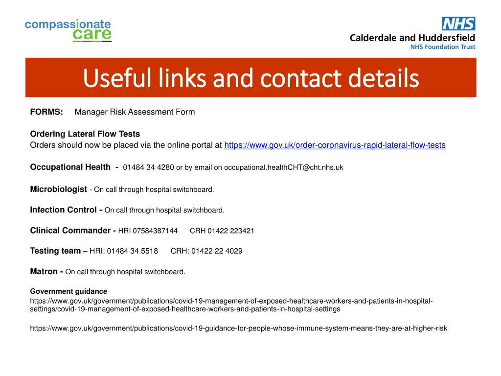useful links and contact details useful links