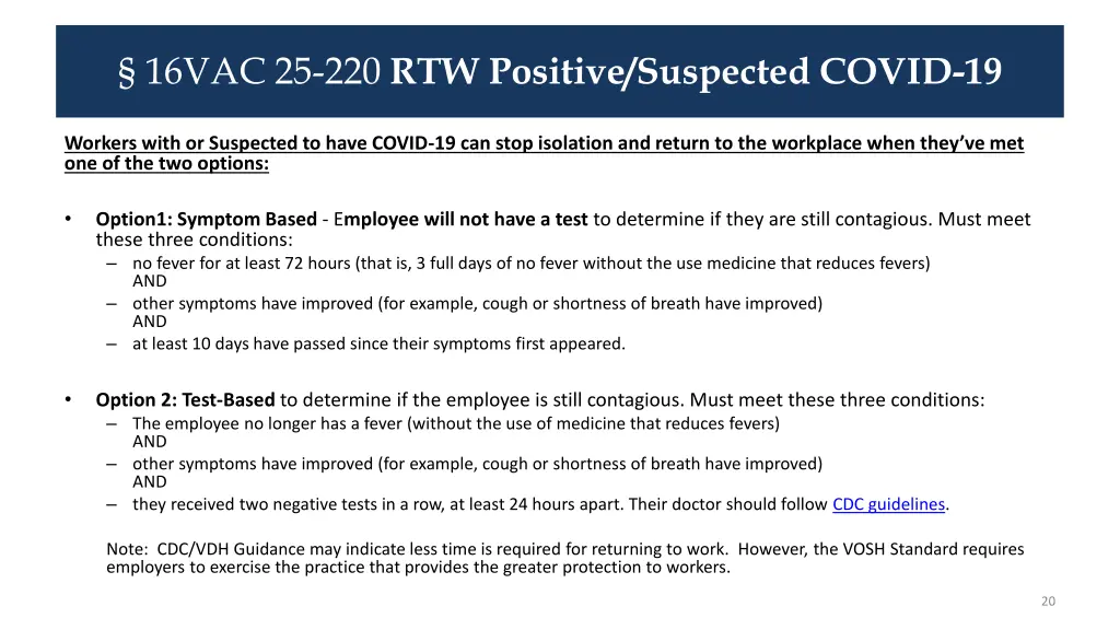 16vac 25 220 rtw positive suspected covid 19