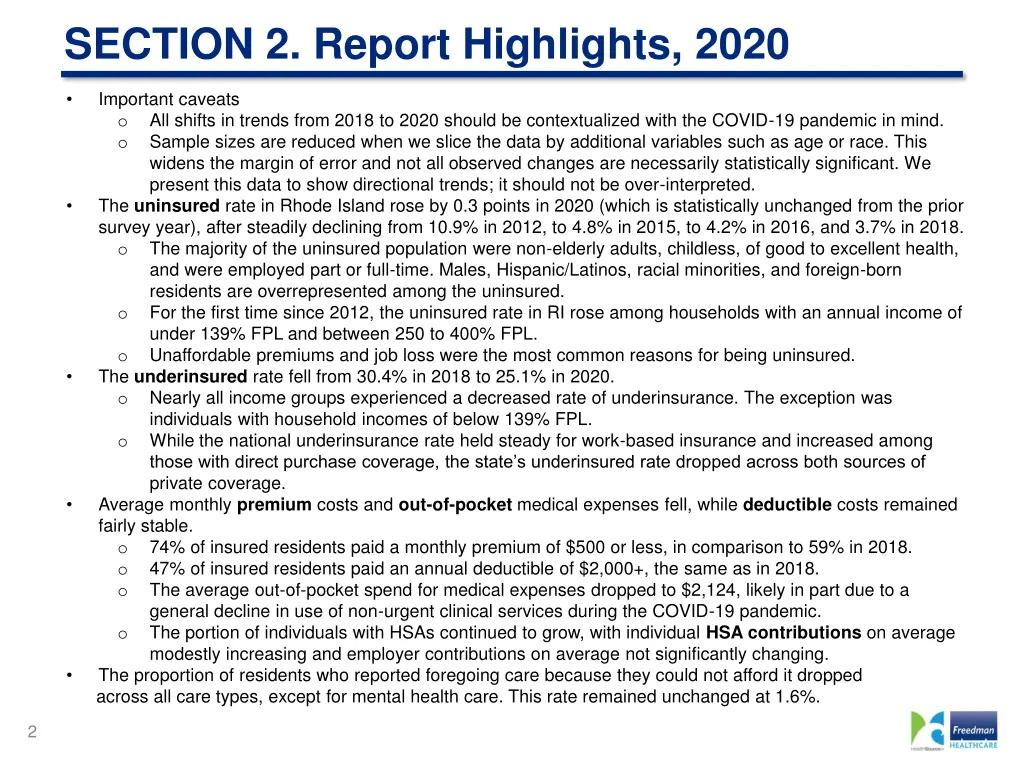 section 2 report highlights 2020
