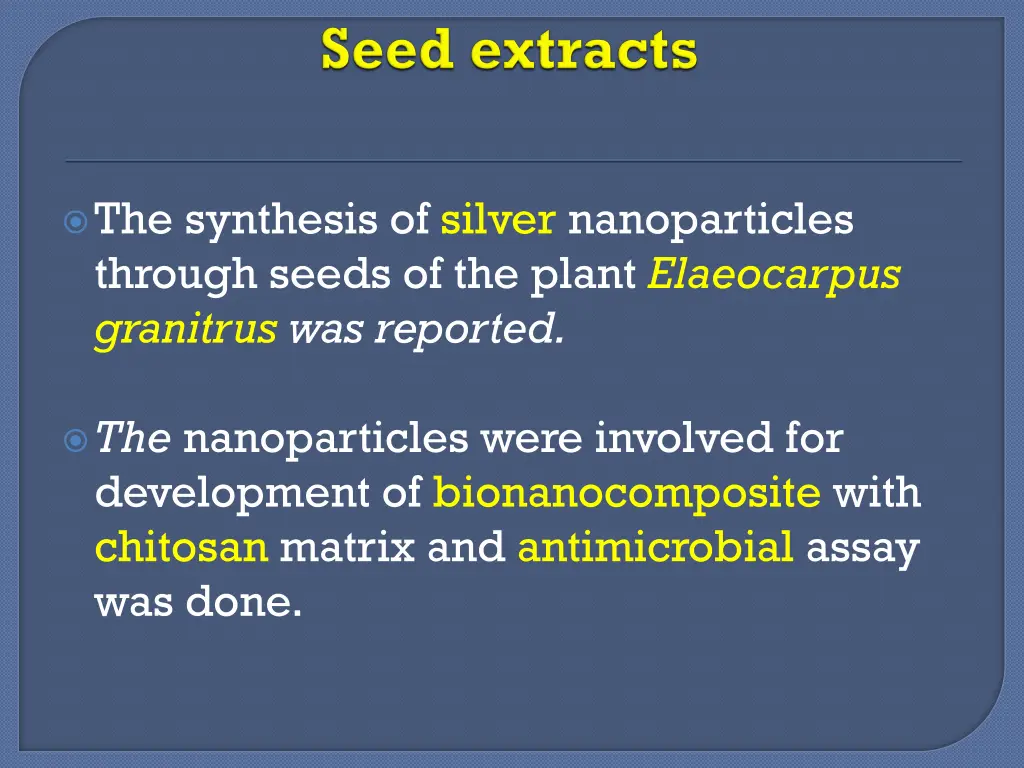 the synthesis of silver nanoparticles through