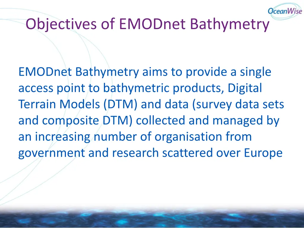 objectives of emodnet bathymetry