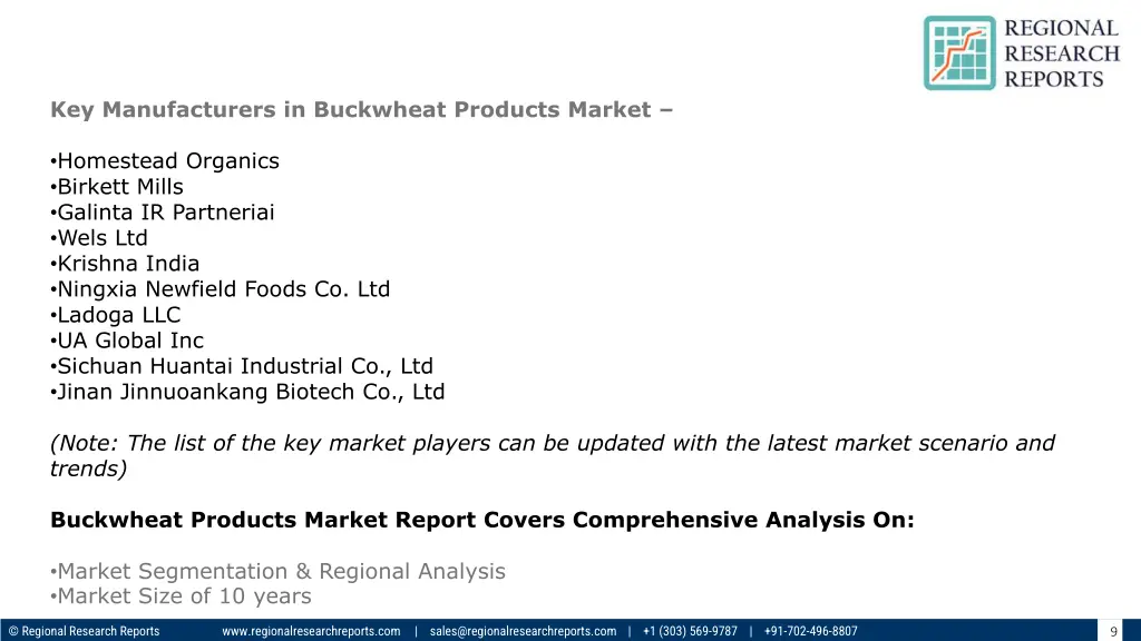 key manufacturers in buckwheat products market