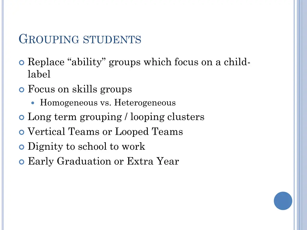 g rouping students