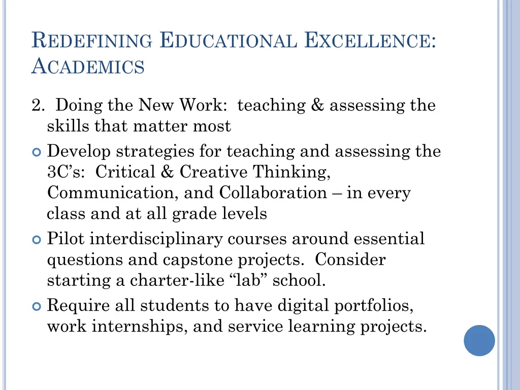 r edefining e ducational e xcellence a cademics