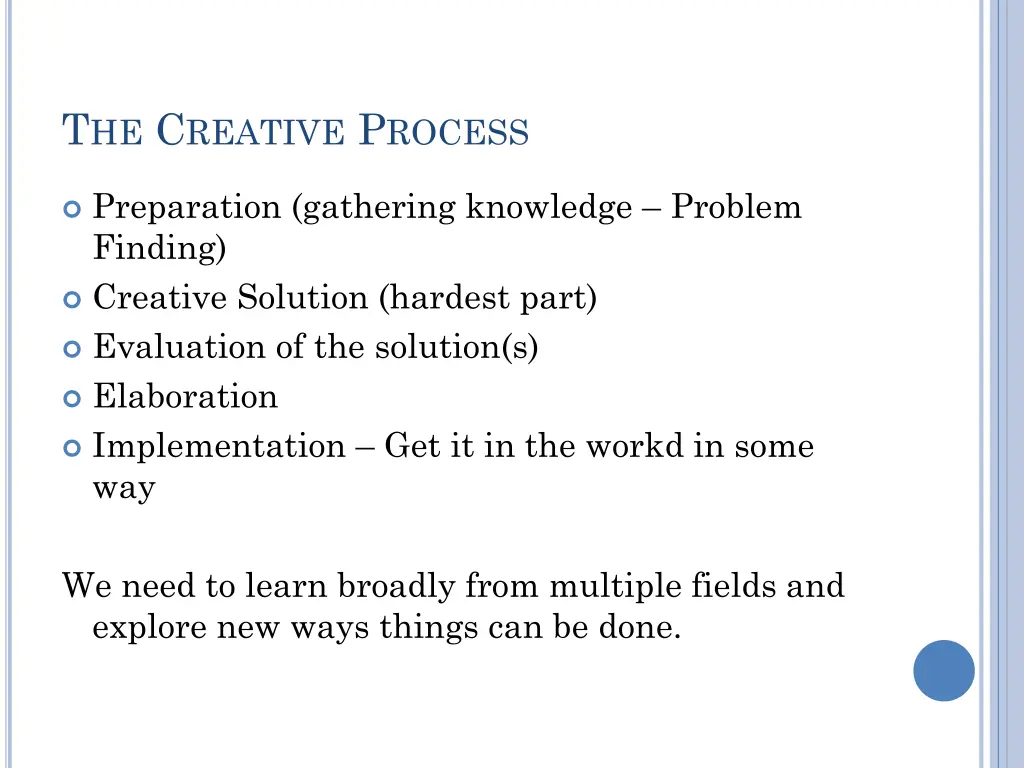 t he c reative p rocess