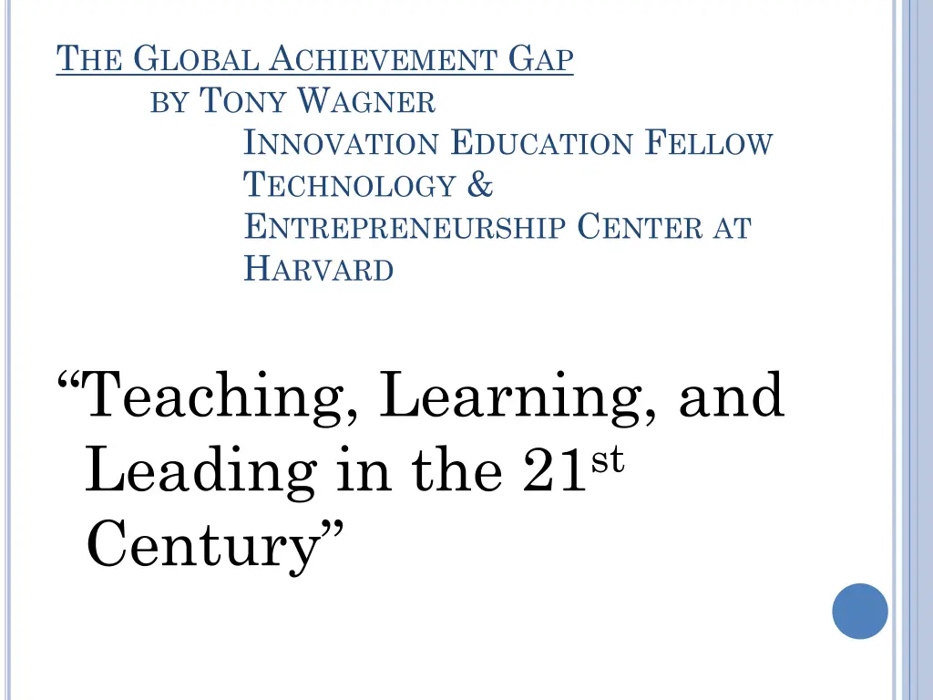 t he g lobal a chievement g ap by t ony w agner